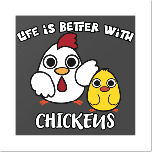 Life Is Better with Chickens Cartoon Funny Hen Posters and Art